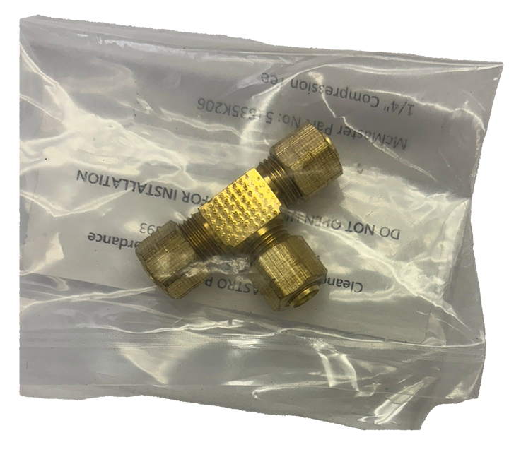 1/4" Compression Tee (Cleaned & Bagged for Oxygen Service)